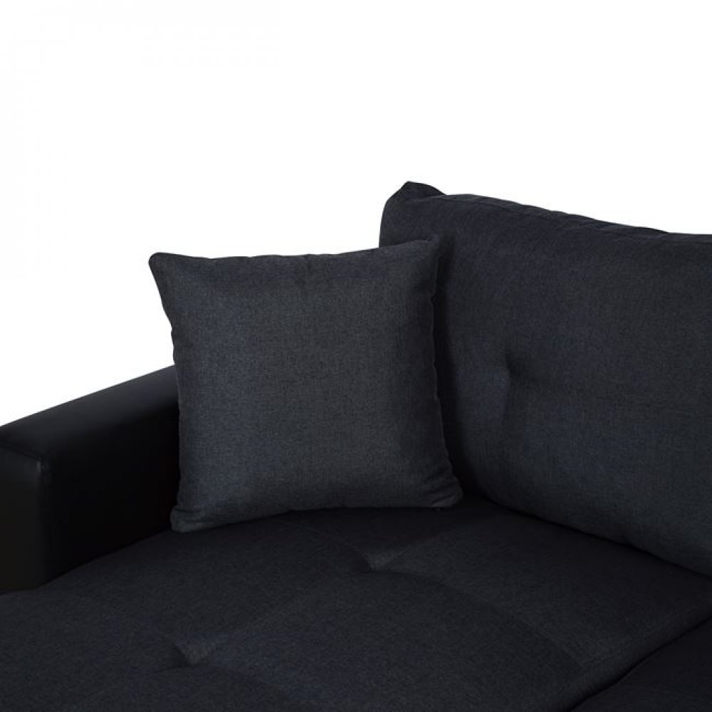 Καναπές γωνιακός-κρεβάτι από ύφασμα/PU σε χρώμα γκρι/μαύρο 220x146x86