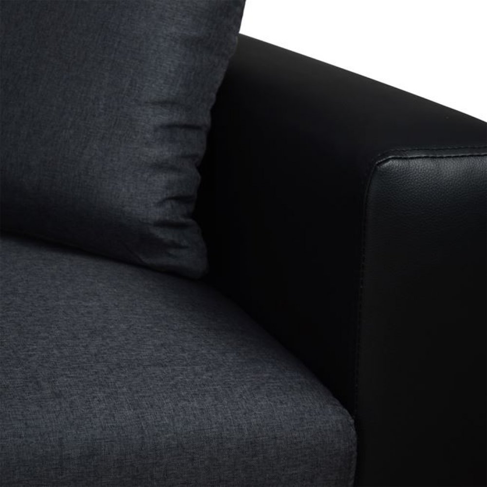 Καναπές γωνιακός-κρεβάτι από ύφασμα/PU σε χρώμα γκρι/μαύρο 220x146x86