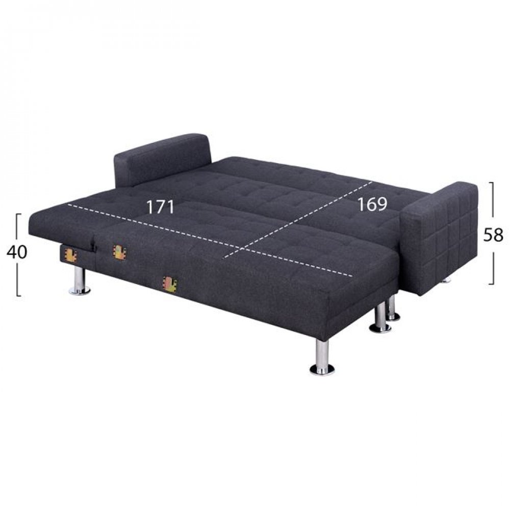 Καναπές γωνία "HOLDEN" από ύφασμα σε χρώμα γκρι 265x151x78