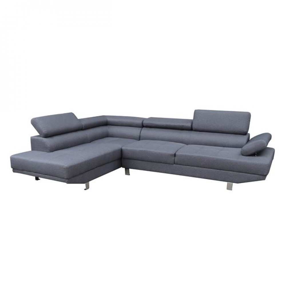 Καναπές γωνία αριστερή από ύφασμα σε χρώμα γκρι 266x212x87