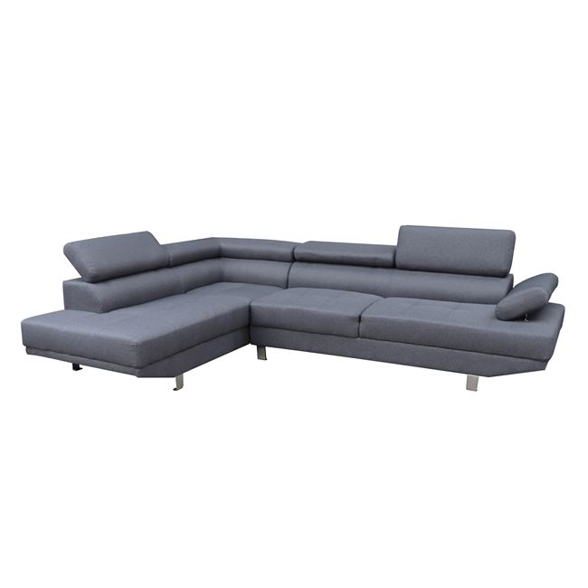 Καναπές γωνία αριστερή από ύφασμα σε χρώμα γκρι 266x212x87