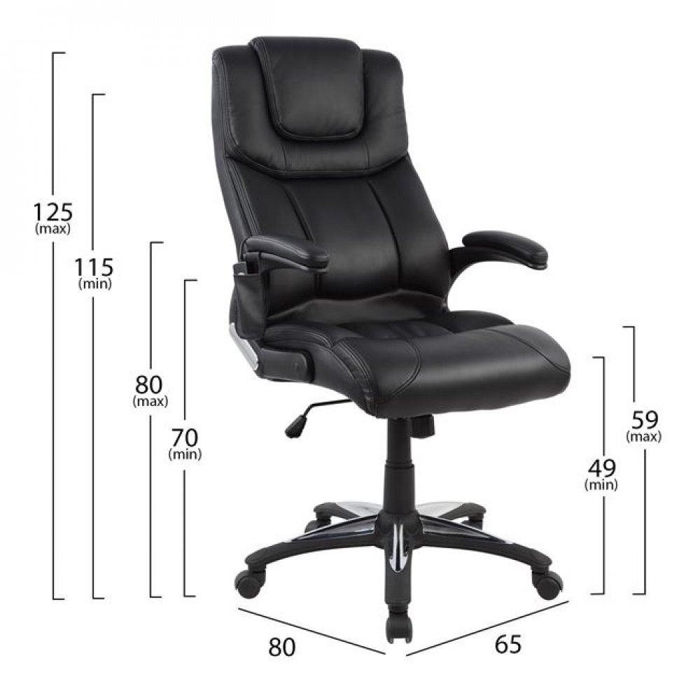 Πολυθρόνα διευθυντή "MASSAGE" από PU σε χρώμα μαύρο 65x80x125