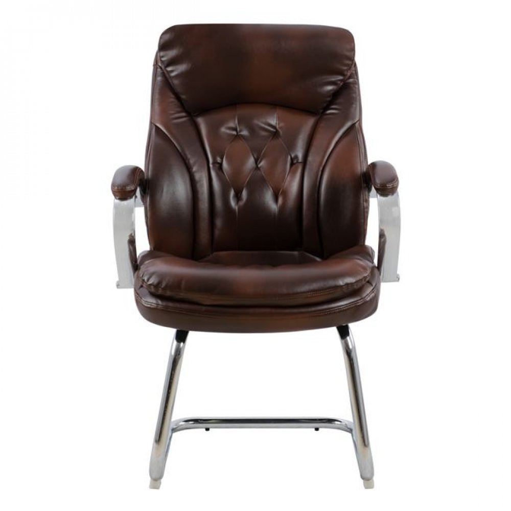 Πολυθρόνα επισκέπτη από PU σε χρώμα καφέ 65x52x105