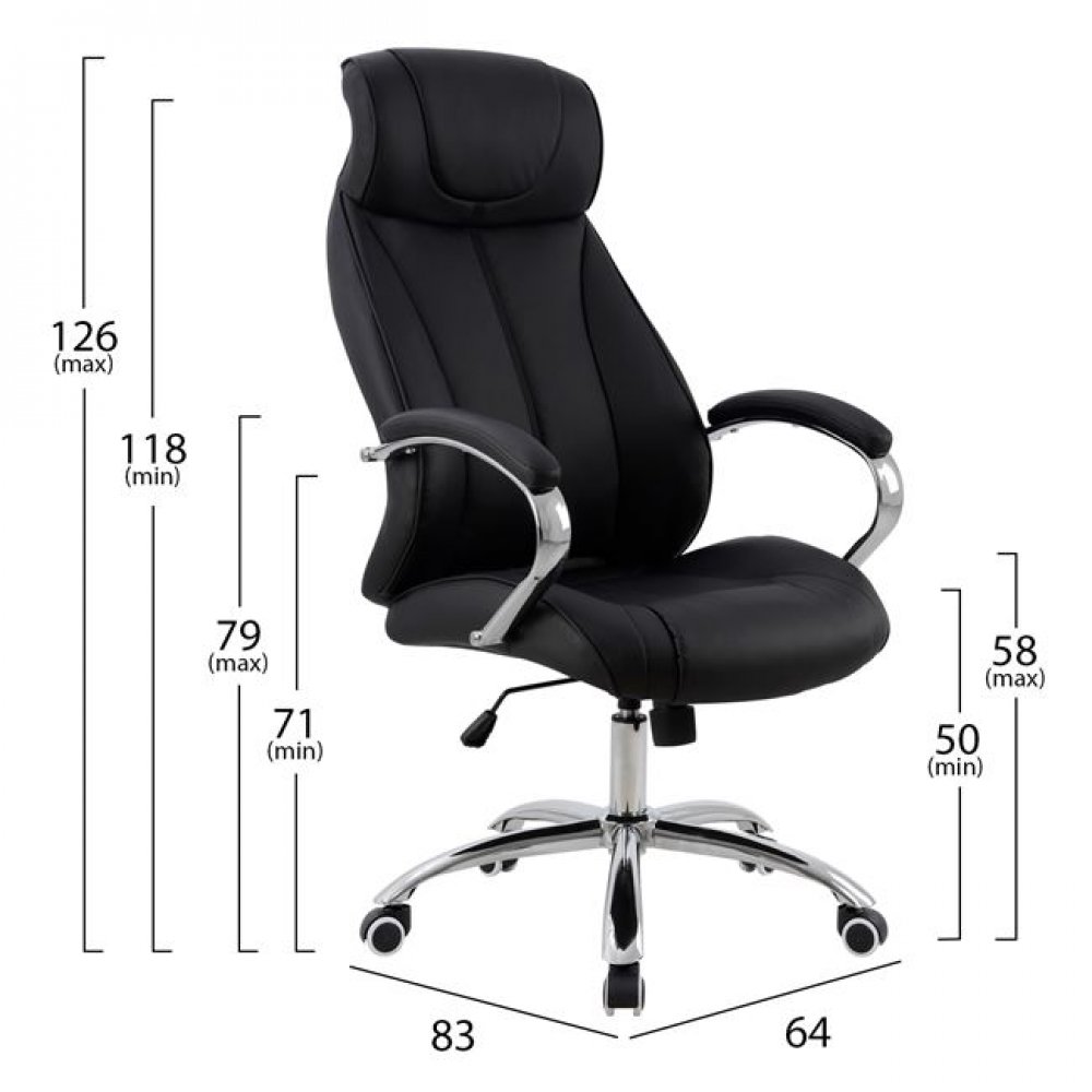 Πολυθρόνα διευθυντή από PU σε χρώμα μαύρο 64x83x126