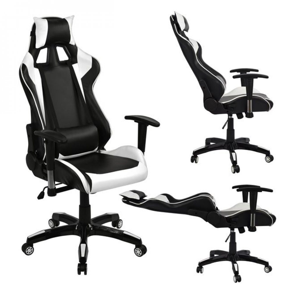 Πολυθρόνα εργασίας "GAMING" από PU σε χρώμα μαύρο/λευκό 67x70x134
