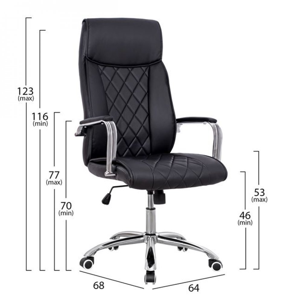 Πολυθρόνα διευθυντή από PU σε χρώμα μαύρο 64x68x123