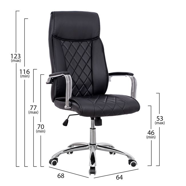 Πολυθρόνα διευθυντή από PU σε χρώμα μαύρο 64x68x123