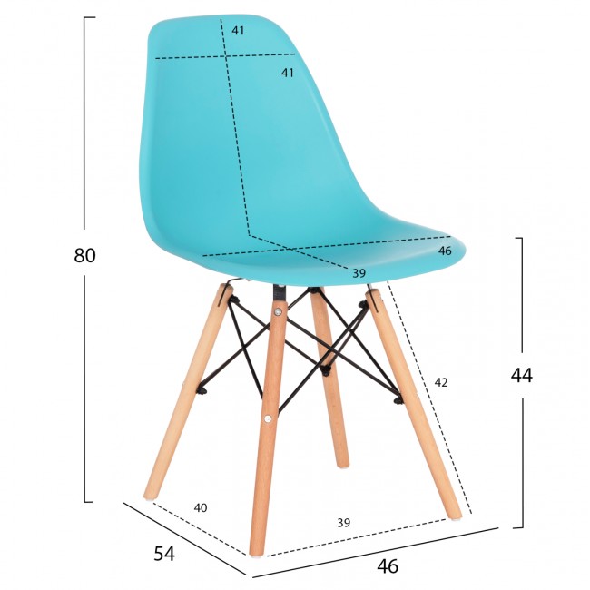 Καρέκλα "TWIST" από PP/ξύλο σε χρώμα τιρκουάζ 46x50x82