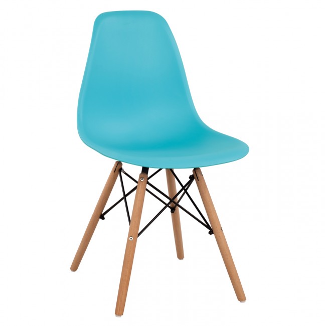 Καρέκλα "TWIST" από PP/ξύλο σε χρώμα τιρκουάζ 46x50x82