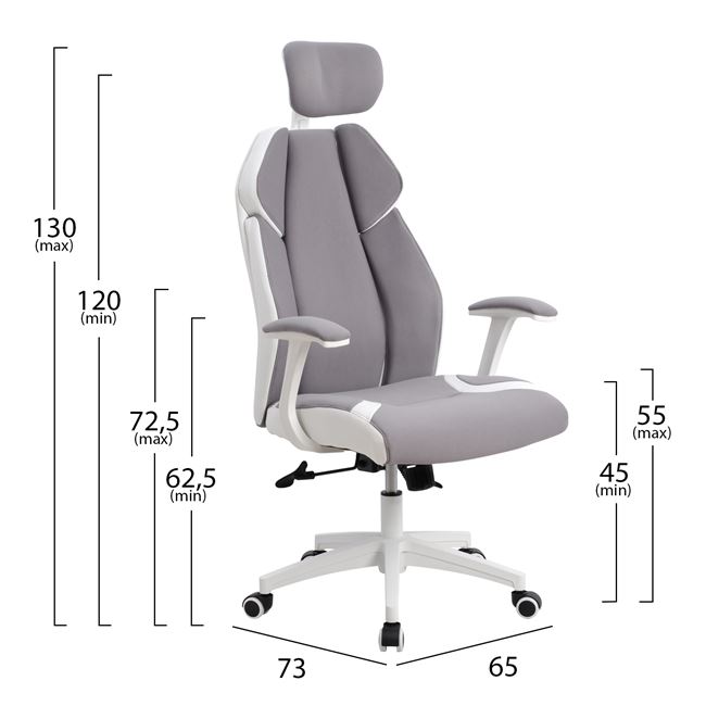 Πολυθρόνα διευθυντή από ύφασμα σε χρώμα λευκό/γκρι 65x73x130