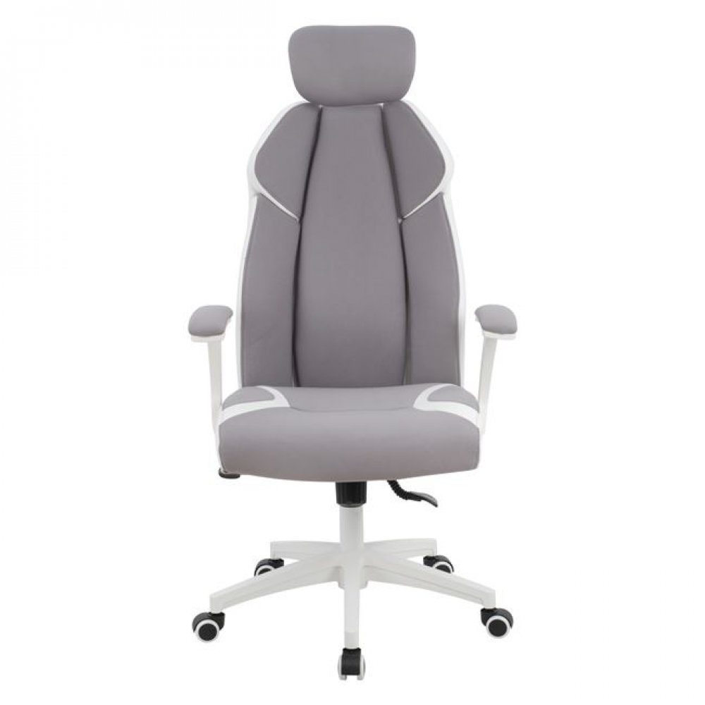 Πολυθρόνα διευθυντή από ύφασμα σε χρώμα λευκό/γκρι 65x73x130