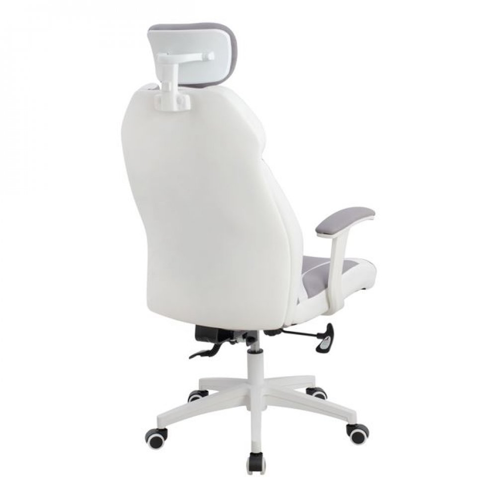 Πολυθρόνα διευθυντή από ύφασμα σε χρώμα λευκό/γκρι 65x73x130