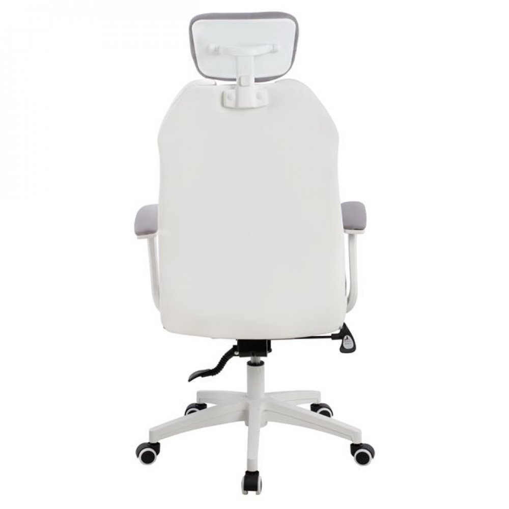 Πολυθρόνα διευθυντή από ύφασμα σε χρώμα λευκό/γκρι 65x73x130