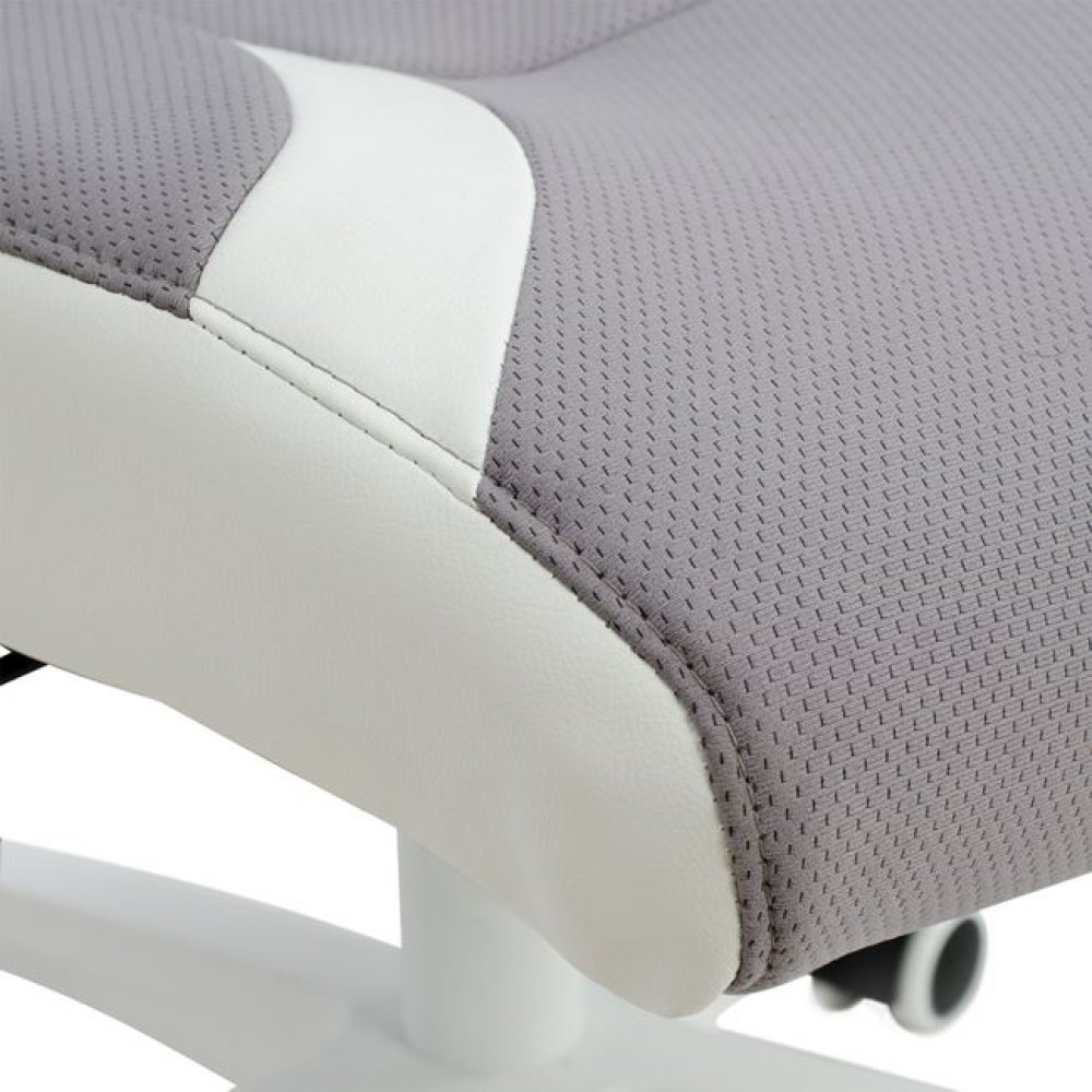Πολυθρόνα διευθυντή από ύφασμα σε χρώμα λευκό/γκρι 65x73x130