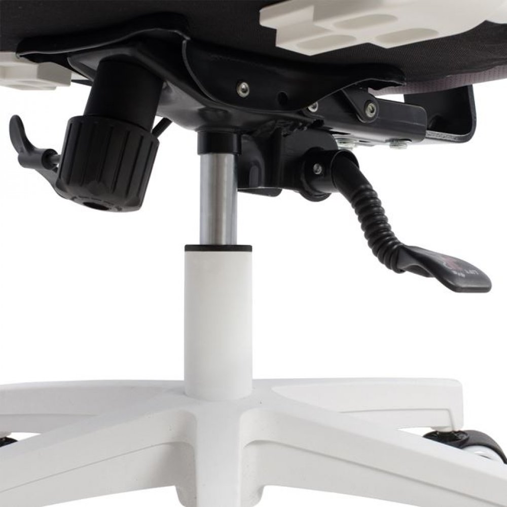 Πολυθρόνα διευθυντή από ύφασμα σε χρώμα λευκό/γκρι 65x73x130