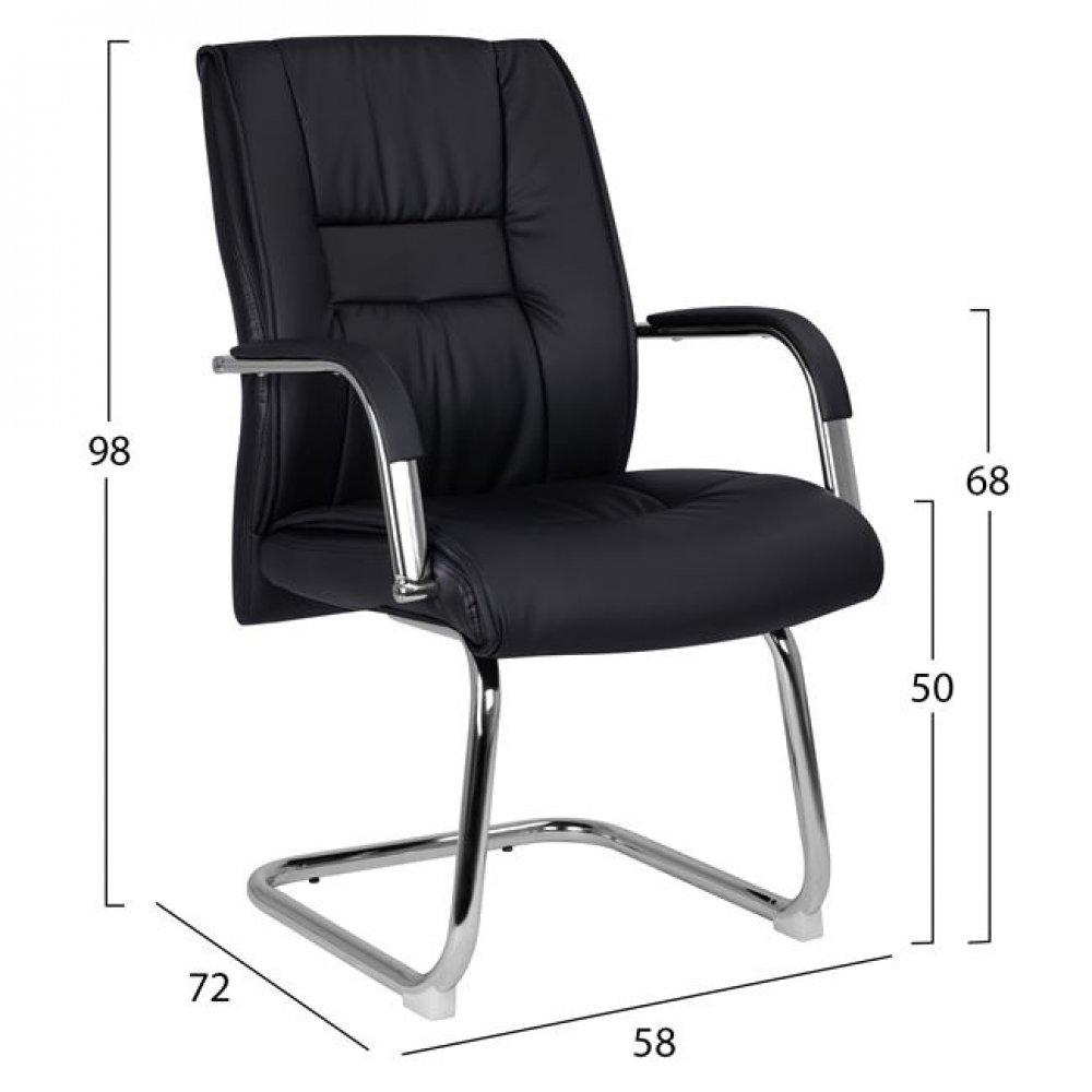 Πολυθρόνα επισκέπτη από PU σε χρώμα μαύρο 58x72x98