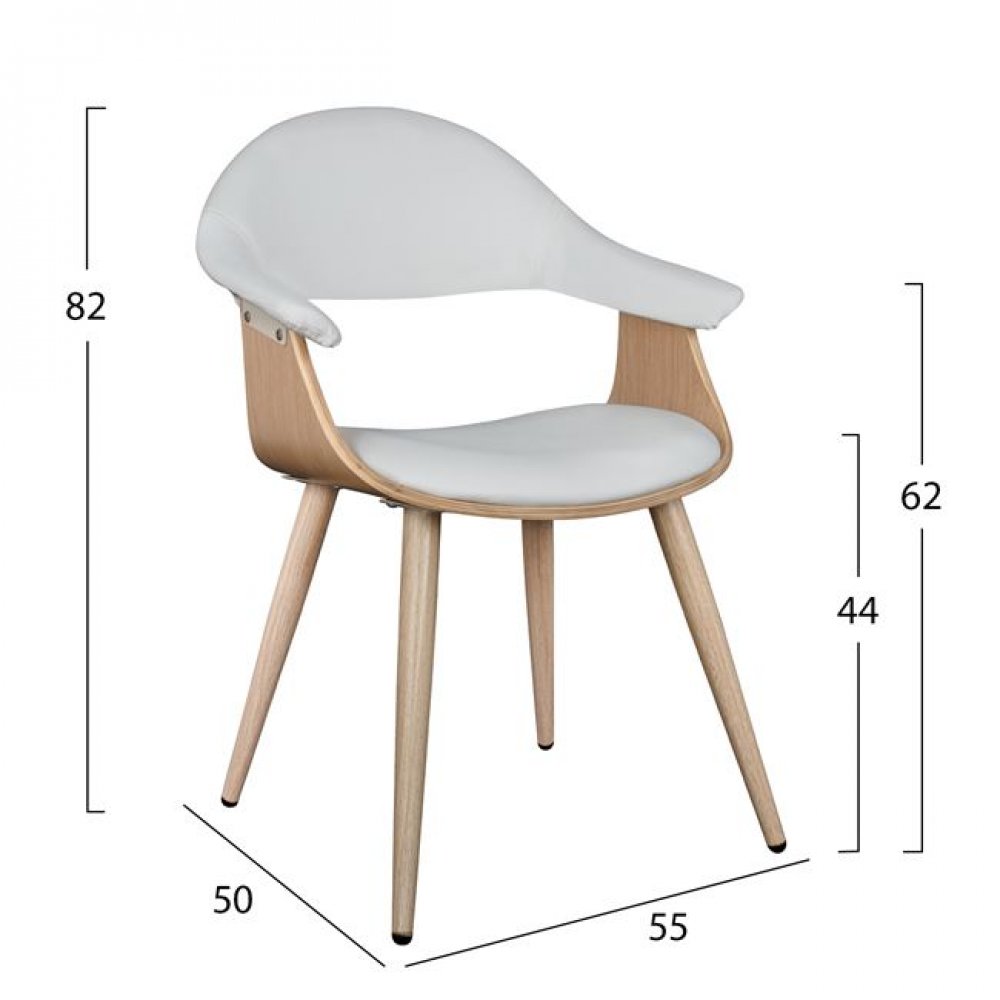 Πολυθρόνα επισκέπτη "SUPERIOR PRO" από μέταλλο/PU σε χρώμα σονόμα/λευκό 55x50x82