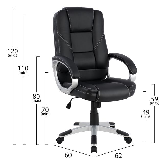 Πολυθρόνα διευθυντή "GAMING" από PU σε χρώμα μαύρο 62x60x120