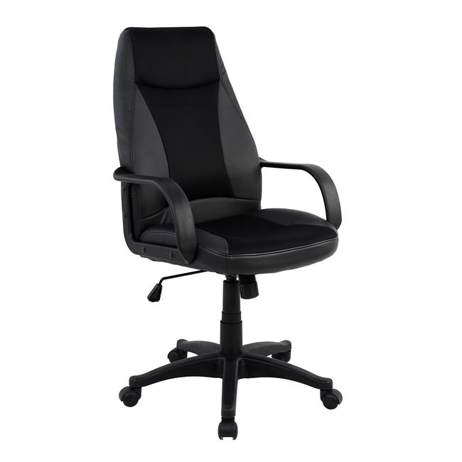 Πολυθρόνα διευθυντή από PU/ύφασμα σε χρώμα μαύρο 59x60x115