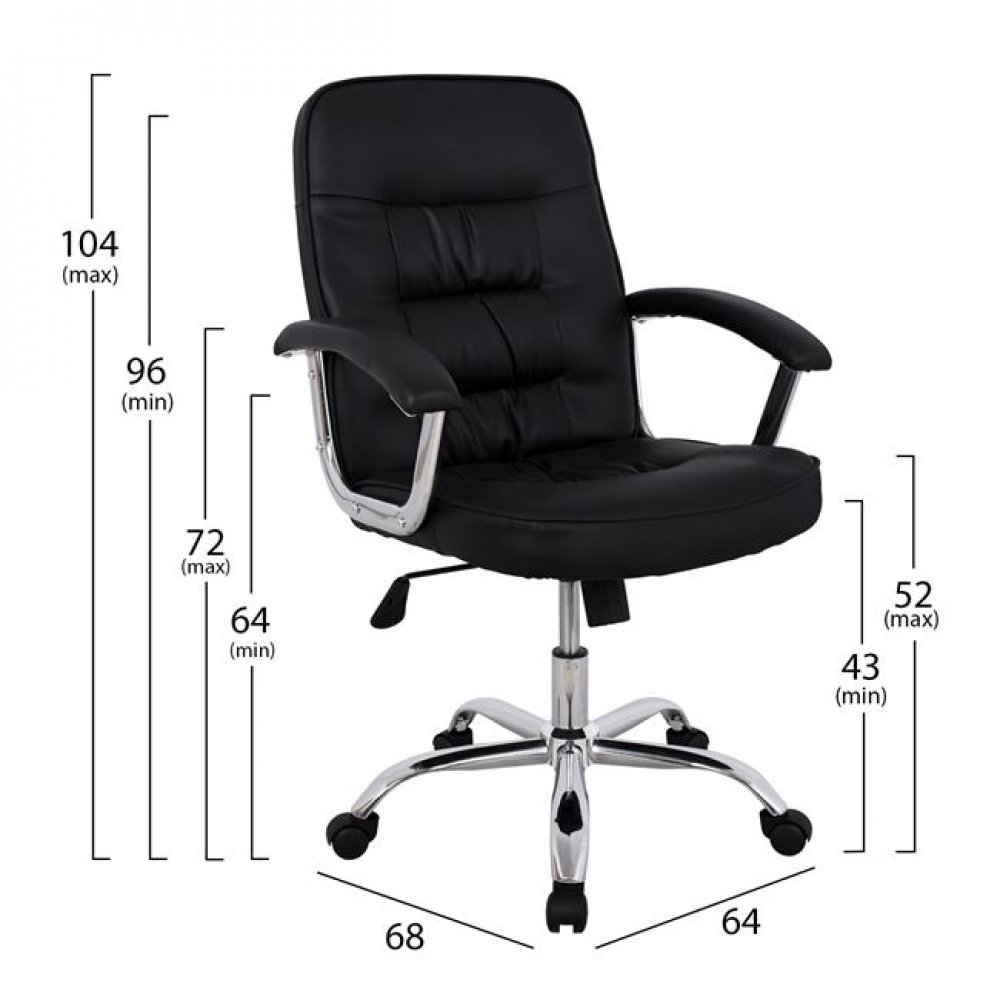 Πολυθρόνα διευθυντή από PU σε χρώμα μαύρο 64x68x104