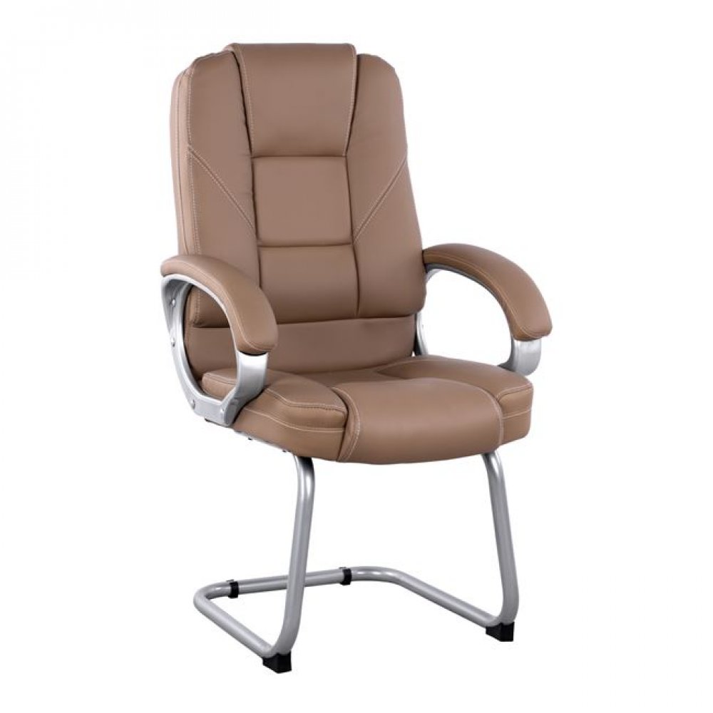 Πολυθρόνα επισκέπτη "SORA" από PU σε χρώμα κάμελ 63x67x112