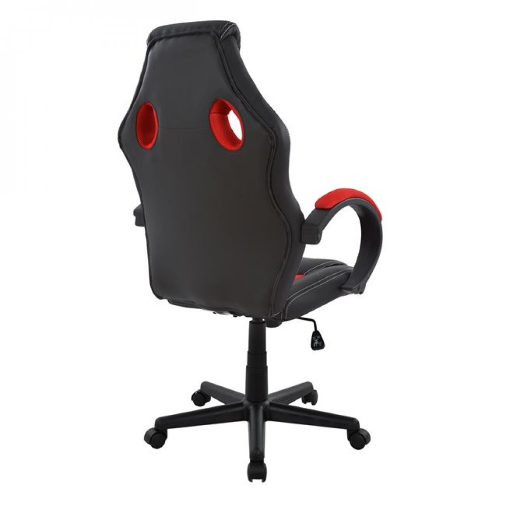 Πολυθρόνα εργασίας "BUCKET" από PU/ύφασμα σε χρώμα μαύρο/κόκκινο 65x70x119