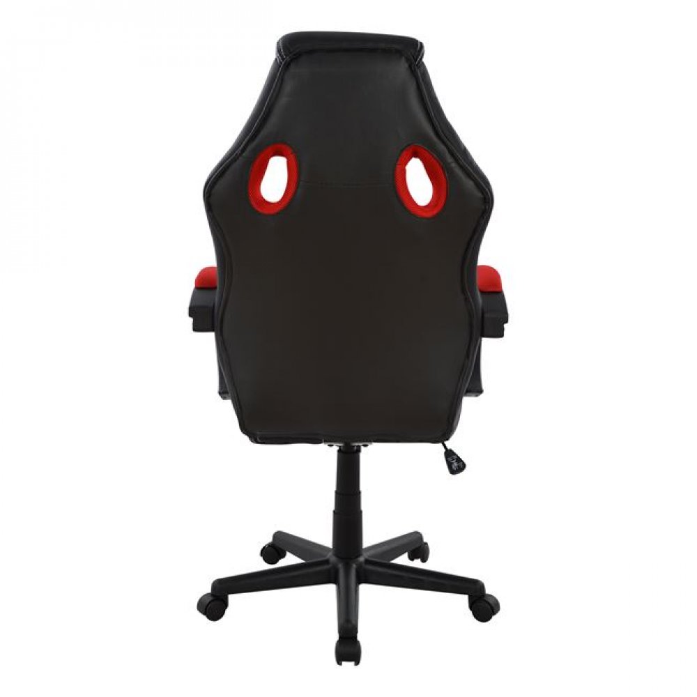 Πολυθρόνα εργασίας "BUCKET" από PU/ύφασμα σε χρώμα μαύρο/κόκκινο 65x70x119