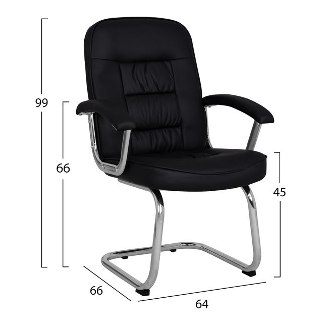 Πολυθρόνα επισκέπτη από PU σε χρώμα μαύρο 64x66x99