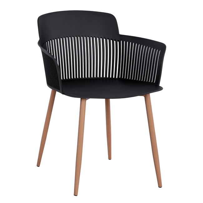 Πολυθρόνα "NENA" από PP/μέταλλο σε χρώμα μαύρο/φυσικό 61x52x80