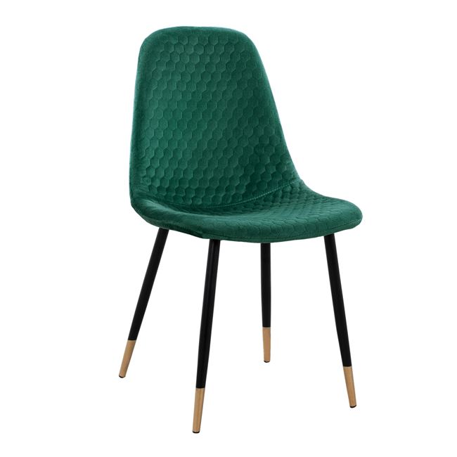 Καρέκλα "LUCILLE" από βελούδο και μέταλλο σε χρώμα κυπαρισσί 45x56x81