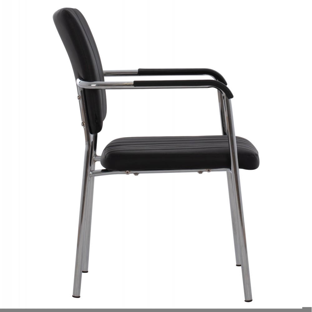 Καρέκλα επισκέπτη "QUESTA" από μέταλλο/PU σε χρώμα μαύρο 54x62x84