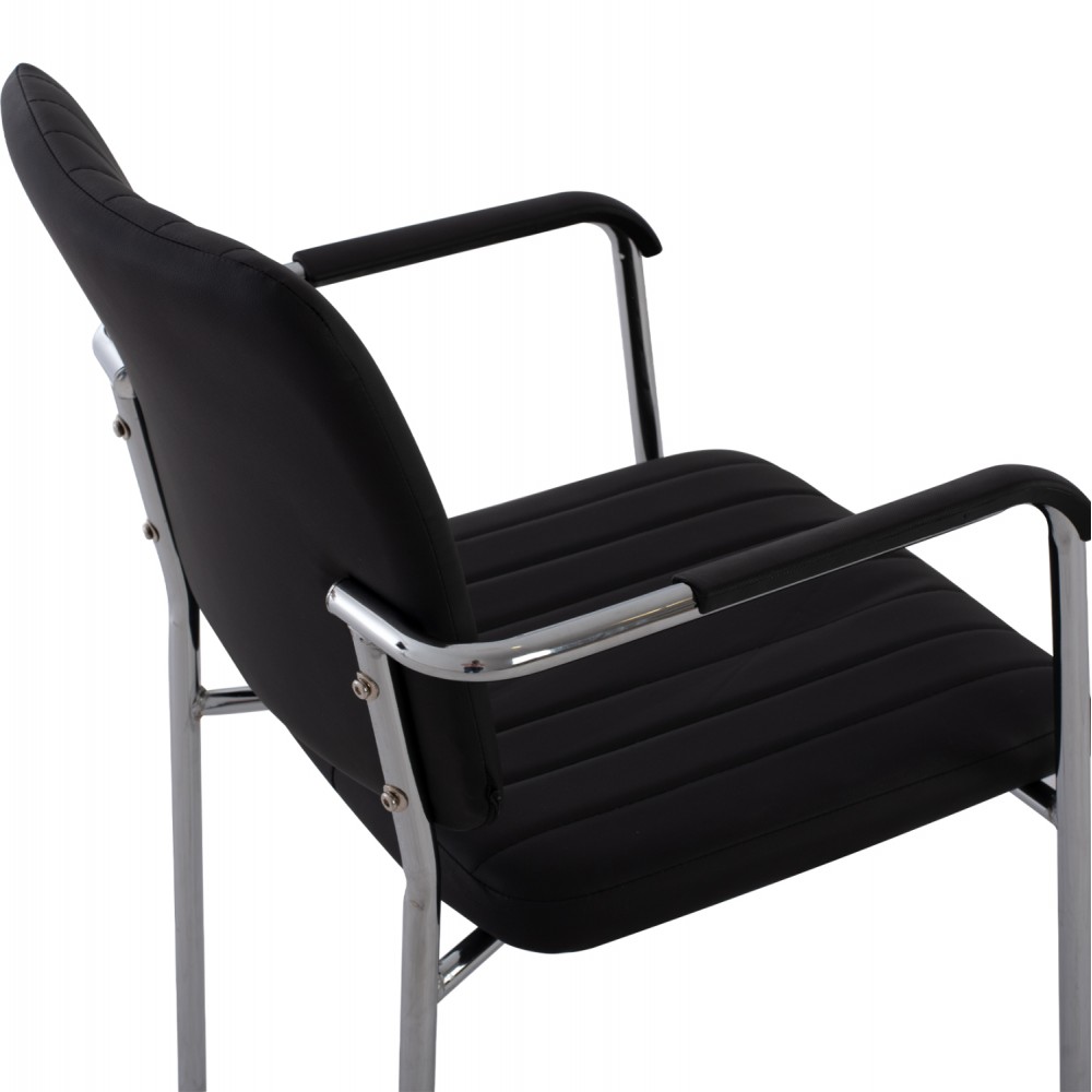 Καρέκλα επισκέπτη "QUESTA" από μέταλλο/PU σε χρώμα μαύρο 54x62x84