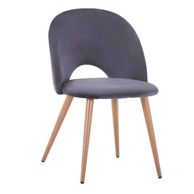 Καρέκλα "SADIE" από μέταλλο και βελούδο σε χρώμα γκρι 52x49,5x77