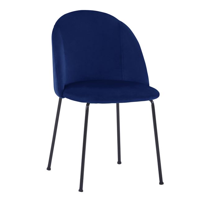 Καρέκλα "CLARA" από μέταλλο και βελούδο σε χρώμα μπλε 50x54x79