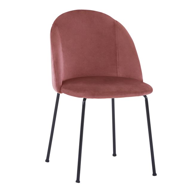 Καρέκλα "CLARA" από μέταλλο και βελούδο σε χρώμα σάπιο μήλο 50x54x79