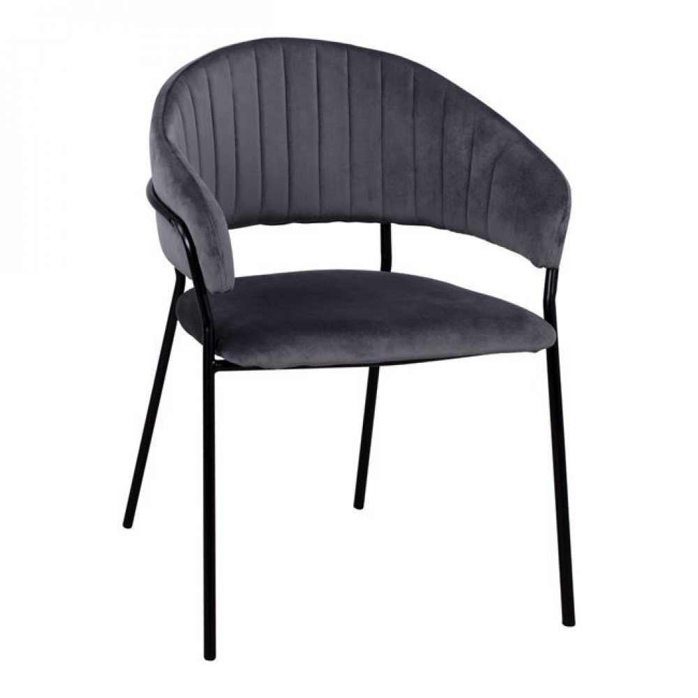 Πολυθρόνα "THEODORE" από ύφασμα βελούδο/μέταλλο σε χρώμα γκρι 55x50x82