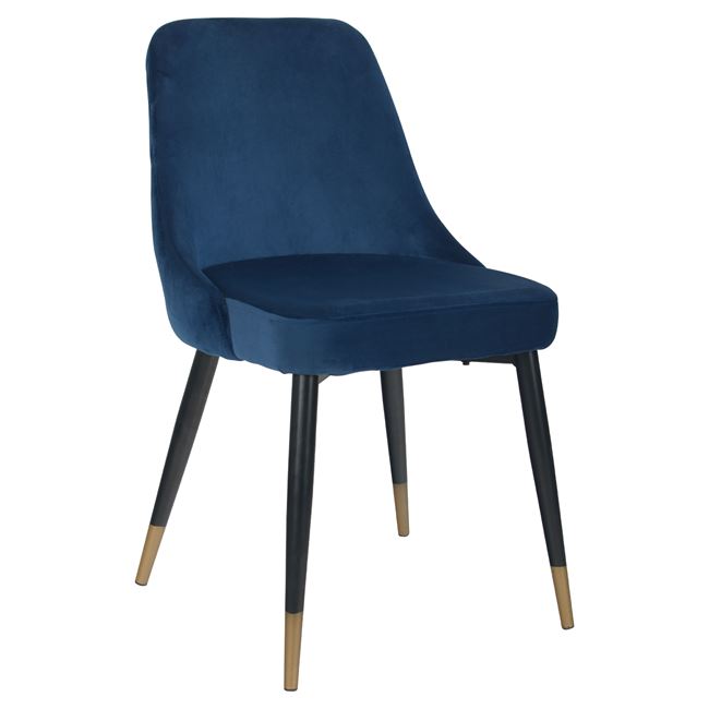Καρέκλα "SERENTIY" από ύφασμα βελούδο/μέταλλο σε χρώμα μπλε/μαύρο 51x58x83