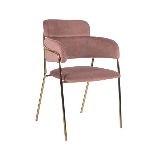 Πολυθρόνα "KELSO" από ύφασμα βελούδο/μέταλλο σε χρώμα σάπιο μήλο/χρυσό 55x53x80