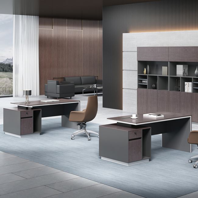 Γραφείο επαγγελματικό "ROSEWOOD" σε χρώμα γκρι/βέγγε 160x80x76