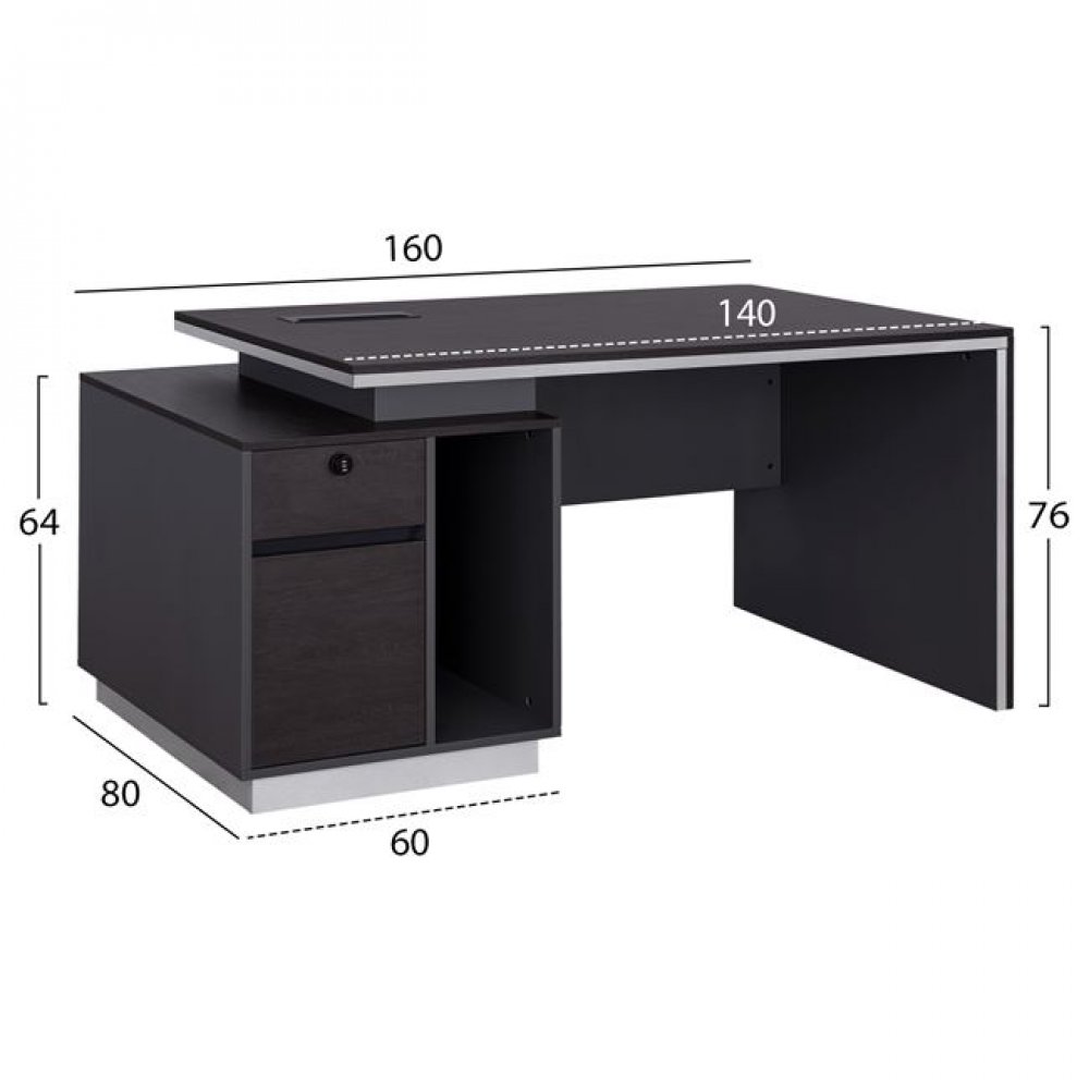 Γραφείο επαγγελματικό "ROSEWOOD" σε χρώμα γκρι/βέγγε 160x80x76