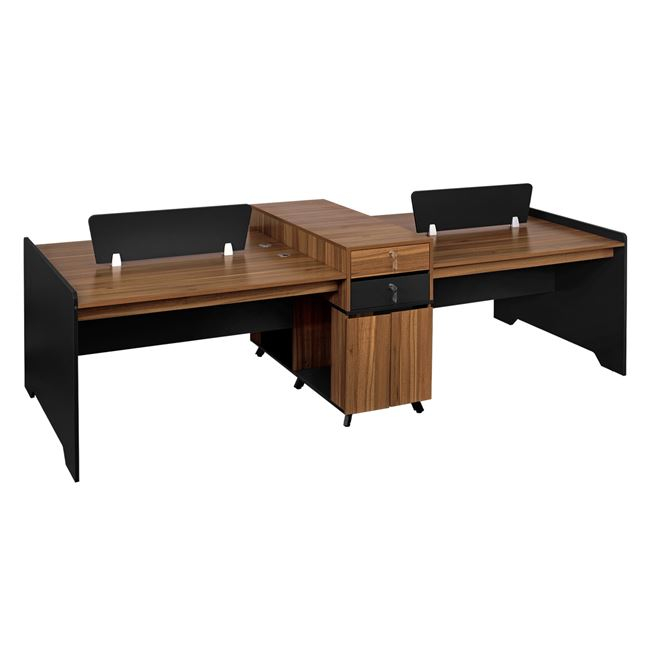 Γραφείο επαγγελματικό 4 ατόμων σε χρώμα γκρι/φυσικό 289x120x88