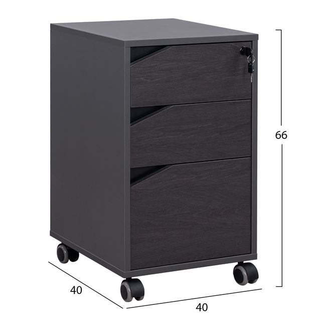 Συρταριέρα γραφείου "ROSEWOOD" επαγγελματική τροχήλατη σε χρώμα γκρι/βέγγε 40x40x66