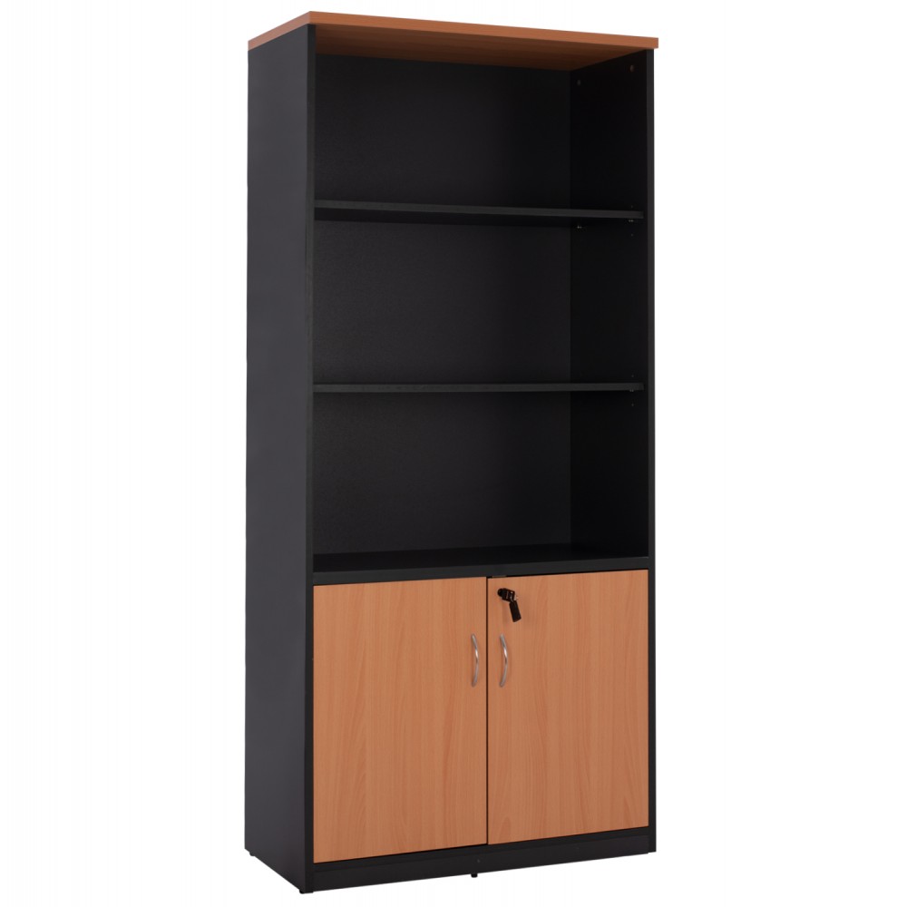 Βιβλιοθήκη γραφείου "ABELINA" επαγγελματική σε χρώμα γκρι σκούρο-οξιά 80x40x180