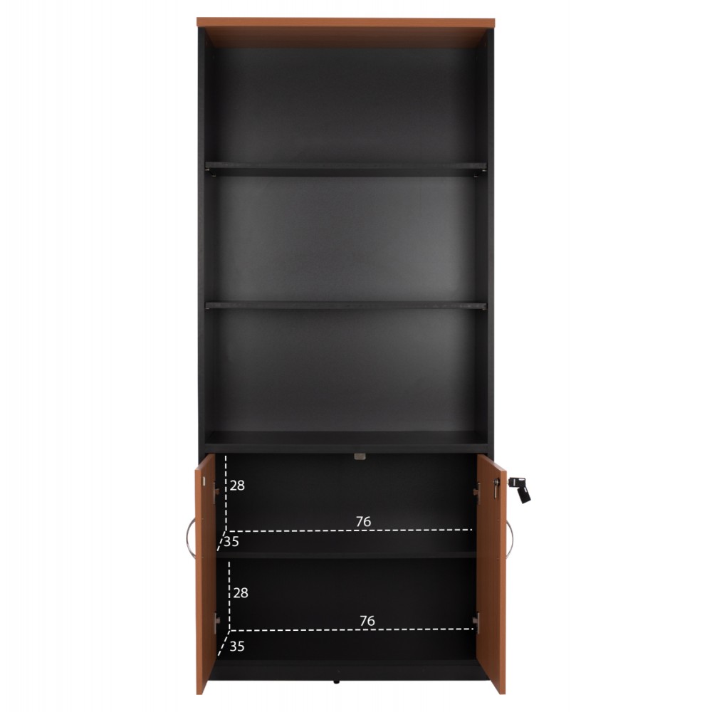 Βιβλιοθήκη γραφείου "ABELINA" επαγγελματική σε χρώμα γκρι σκούρο-οξιά 80x40x180