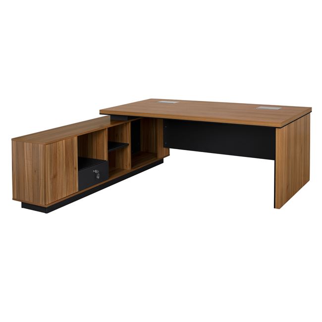 Γραφείο επαγγελματικό αναστρέψιμη γωνία σε χρώμα γκρι/μελί 199x180x76