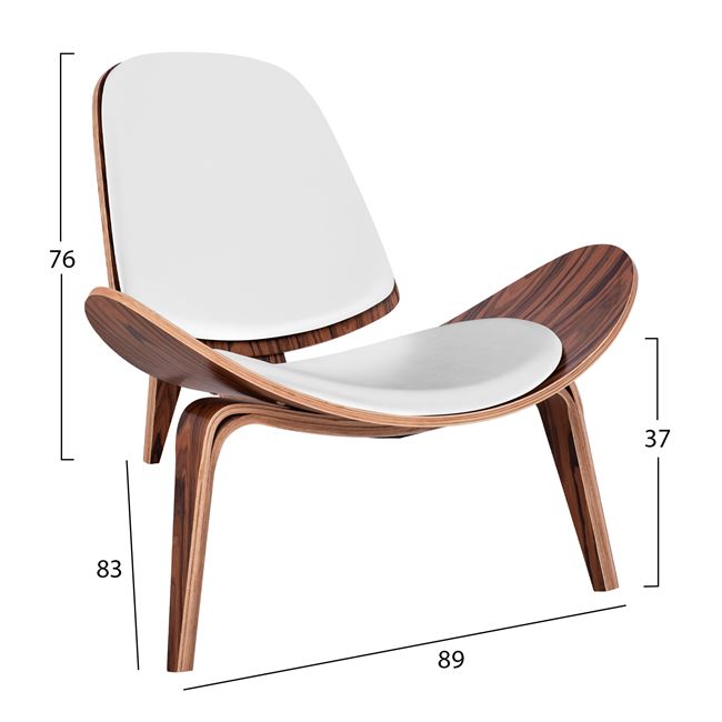 Πολυθρόνα "SUPERIOR PLUS" από ξύλο/PU σε χρώμα κερασί/λευκό 89x83x76