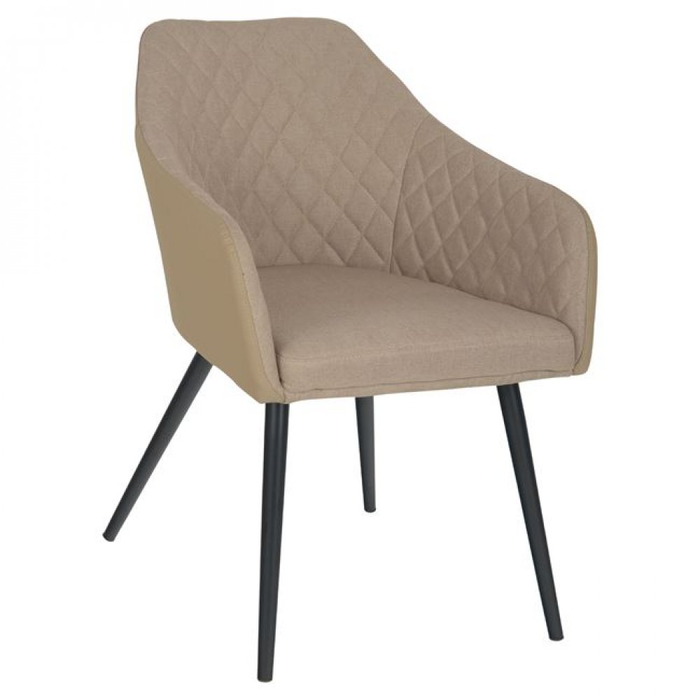 Πολυθρόνα "CHARLES" ύφασμα/PU σε χρώμα μπεζ/μαύρο 57x63x83