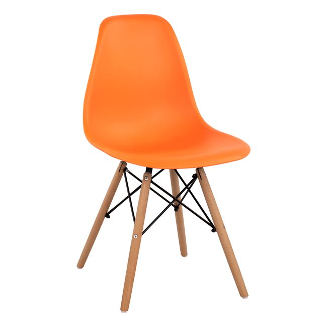 Καρέκλα "TWIST" από ξύλο/PP σε χρώμα πορτοκαλί/φυσικό 46x50x82