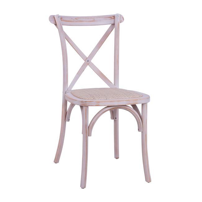 Καρέκλα χιαστί "OWEN" ξύλινη σε χρώμα λευκό 45x55,5x90