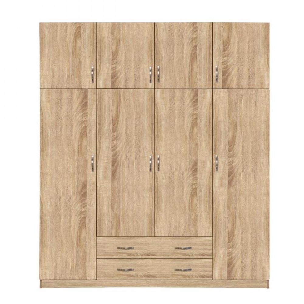 Ντουλάπα τετράφυλλη με πατάρι σε χρώμα σονόμα 200x55,5x240